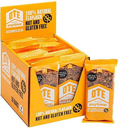 OTE Anytime Bars - Energy Bars for Cycling - Cycling Nutrition Bars - Nut Free Snacks for Running - Endurance Flapjack Bars - Box of 16 x 62g (Banana)