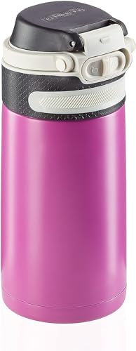 Leifheit Flip Bouteille Isotherme (350 ML) avec Bouchon à vis, mug Voyage avec Fermeture 100% Anti-Fuite, mug étanche avec Ouverture à Une Main, Lilas