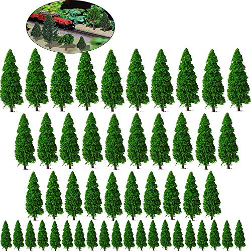 Xinlie Modellbau Bäume Tabletop Gelände Modell Bäume Mixed Modell Baum Zug Bäume Eisenbahn Landschaft Diorama Baum Architektur Bäume Grün Mini Baum Set für DIY Landschaft 50 Stück