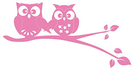 kleb-Drauf | 1 Eulenpaar | Rosa - matt | Wandtattoo Wandaufkleber Wandsticker Aufkleber Sticker | Wohnzimmer Schlafzimmer Kinderzimmer Küche Bad | Deko Wände Fenster Fliese Tür Glas