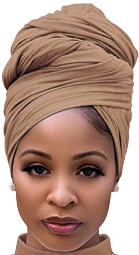 Harewom Kopftuch, Turban für schwarze Frauen, lang, leicht, modisch, einfarbig, Hijab, Jersey, Stirnband für Zöpfe, Kamel