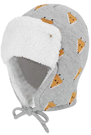 Kinder Winter Fliegermütze Trappermütze Winddicht Warm Wintermütze mit Ohrenklappen Mädchen Jungen Schirmmütze Pilotenmütze Warm Cartonn Earflap Hut mit Bindebändern 2-4 Jahre alt