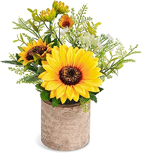 COCOBOO Künstliche Sonnenblumentopf, Sonnenblumen-Dekor, gelbe Kunstblume in Töpfen, für Zuhause, Badezimmer, Küche