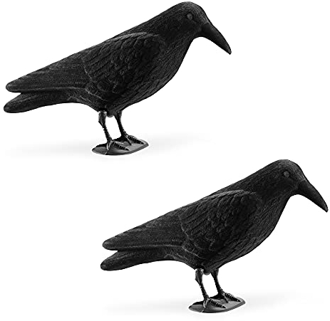 Navaris 2X Vogelschreck Raben Attrappe - 38 x 12,7 x 11cm - Vogelscheuche Vogelabwehr Balkon Garten - Taubenabwehr Attrappe Vogel Schreck