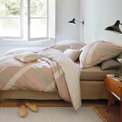 Irisette Wendebettwäsche Mako-Satin beige-braun Größe 135x200 cm (80x80 cm)