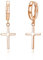 Kreuz Creolen 925 Sterling Silber Ohrringe - Hänge Ohrringe in Silber und Roségold für Damen und Herren