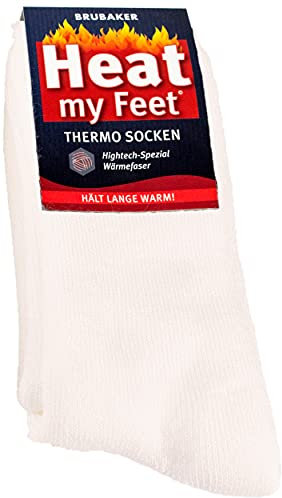 BRUBAKER 2 Paar Heat my Feet Unisex Thermo Socken Beige Größe 47-50