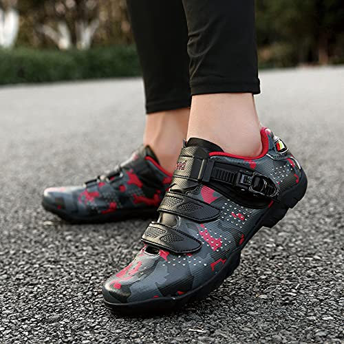Luminous Cycling Shoes Fashion Non-slip Without Lock Mtb Shoe Outdoor Bicycle Sneakers Road Bike Sport Shoes,Red-40