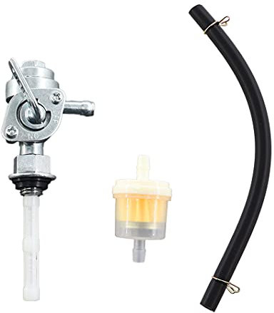 MCHNIC Universel Robinet de Carburant Essence Pompe à Essence Commutateur de Carburant de Réservoir de Gaz M10 x 1,25 pour Moto Groupe électrogène Dirt Bike Quad et Tuyau Filtre à Carburant