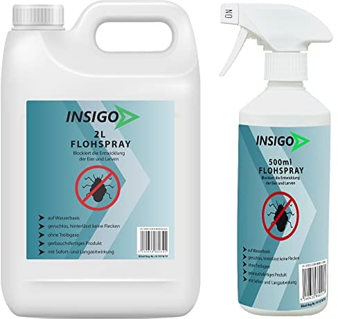 NEU Biozidfreies Flohmittel für Hund 2,5 Liter – Flohabwehr – Effektives Mittel für Flöhe im Haus – Flee Spray & Flohspray für Katzen – Floh Abwehr-Lösung von INSIGO