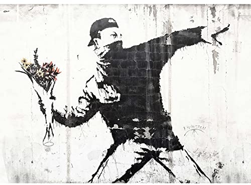 BRICOFLOR Leinwand - Graffiti-Tapete Tapete Graffiti | Tapete in Schwarz/Anthrazit, Weiß DD123082 Ideal für Diele/Flur | Größe : 0,7 x 0,5 m