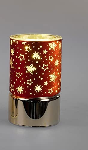 formano Deko-Licht Lampe Zylinder Bordeaux Timer Glas Sterne (Licht 15 cm)