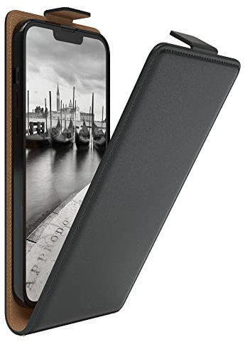 EAZY CASE Hülle kompatibel mit iPhone 13 Pro Max Flip Cover zum Aufklappen, Handyhülle aufklappbar, Schutzhülle, Flipcover, Flipcase, Flipstyle Case vertikal klappbar, aus Kunstleder, Schwarz