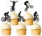 Blumomon 30Pcs Black Glitter Bicycle Cupcake Toppers Bicycle Sport Cake Decorations for Sport Theme Babyshower Birthday Wedding Party Cake Decorations