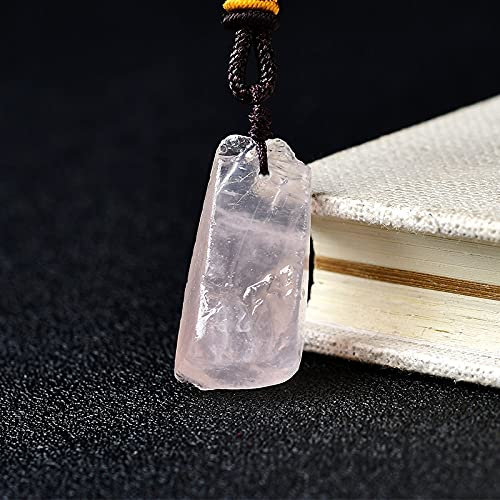 YONGERN Natural Rose Quartz Stone Crystal Necklace Raw Crystals Stone Pendant Pink Quartz For Men Women Mineral Jewelry For Gift (Color : Rose Quartz, Size : 1PC)
