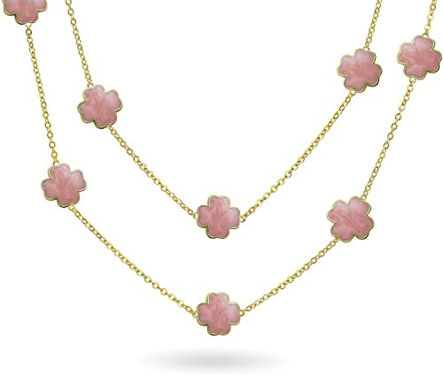 Bling Jewelry De Fleurs Blanches Long Collier Station Émail Perlé Plaqué Argent Fr-Auction Title Pour Femmes