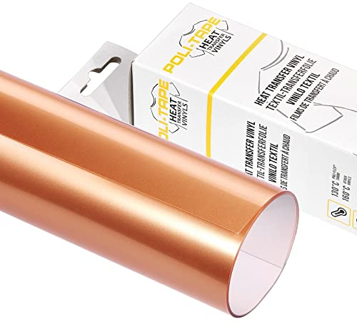 POLI-FLEX® TURBO® - Transferfolie für Textilien - Flexfolie zum Aufbügeln, Plotterfolie für DIY Shirts, Rosé Gold glänzend, 30,5 cm x 122 cm