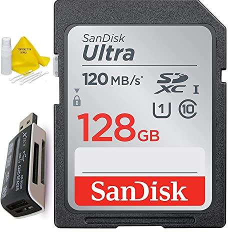 SanDisk 128GB Ultra Class 10 SDXC UHS-I SD Memory Card for Canon EOS Rebel T8i T7i T7 T6i T6S T6 T5i T5 T3i SL2 SL1 EOS 90D 80D 77D 70D EOS 9000D 800D 760D 750D DSLR Camera + Accessories