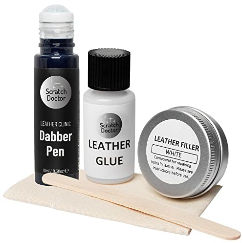 Scratch Doctor Compact Leather Repair Kit Patch, Fill, Glue & Recolour Scratches, Tears, Holes in Leather Furniture, Sofas, Car Seats (Dark Blue)