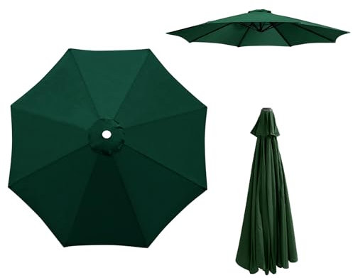 HSJKWPT Ersatzdach für Terrassenschirm, Baldachin Ersatzbezug für Sonnenschirm 2,7 m/3 m+6 Arme/8 Arme Sonnenschirm Ersatzbezug für Gartenschirm (Dunkelgrün-2.7 m + 8 Arme)
