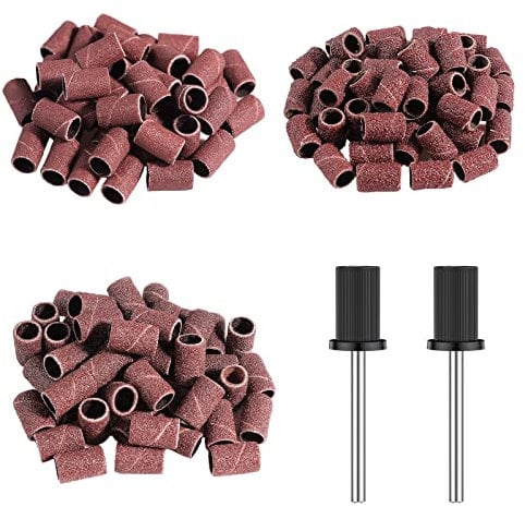 Alle's 150Pcs Sanding Bands for Nail Drill, Efile Sanding Bits for Manicures & Pedicures, 80 Coarse /120 Medium /180 Fine Grit Nail Sanding Bands with 3/32 Nail Drill Bits.