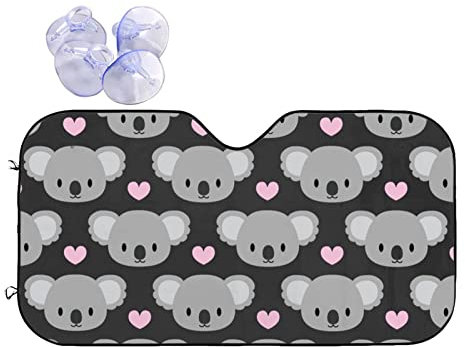 Parasole parasole carino Koala e cuori rosa anteriore auto vento parasole UV riflettente finestra auto parabrezza copertura pieghevole parasole per camion Suv auto M