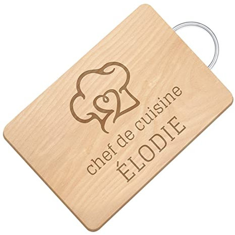 Maverton Planche à découper personnalisée pour elle - Plateau en bois avec manche en métal pour femme - maman - Planche avec gravure pour anniversaire - decoration cusine - Toque