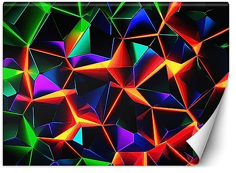 Feeby Papier Peint Intissé Effet 3D Enfants Garçon 350x245 cm multicolore XXL Moderne Décoration Murale Tableaux Muraux Tapisserie Salon Chambre à coucher Néon Jeux
