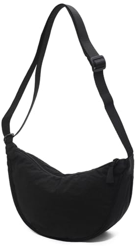 Micmores Crossbody Bag Damen, Nylon Bauchtasche Damen Stylisch Hobo Casual Tasche mit Schultergurt Einstellbar, Halbmond-Umhängetasche Kleine für Schule Shopper Reise