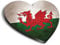 1x Heart MDF Magnet 6cm - Distressed Wales Welsh Dragon Flag - Fridge Locker Office Whiteboard Toolbox #56016