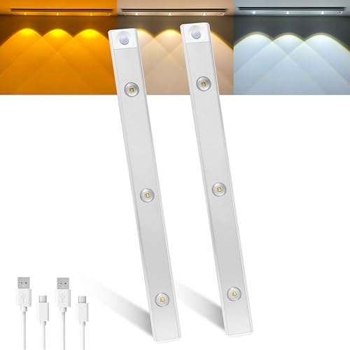 MERTTURM 45CM Schrankbeleuchtung mit Bewegungsmelder(2stk), Unterbauleuchte Küche LED Sensor Licht, 3 Farben Dimmbar Stilvolles Stimmungslicht Magnetisch für Schrank, Kleiderschran, Schlafzimmer