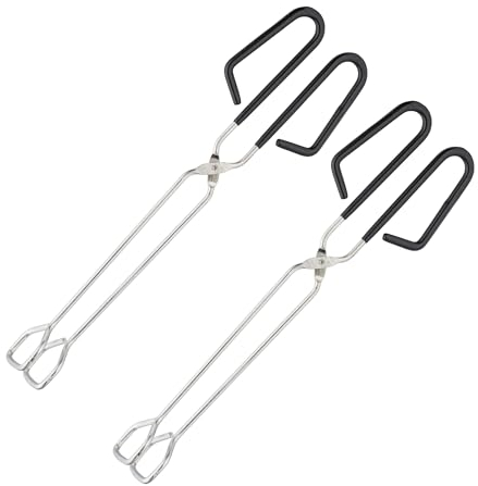 Relaxdays Juego Inoxidable 2 Pinzas para Barbacoa, Tenazas Parrilleras, Mango Engomado, Cocina, Acero INOX, 33 cm, Plata/Negro, 33 x 9 x 4,5 cm
