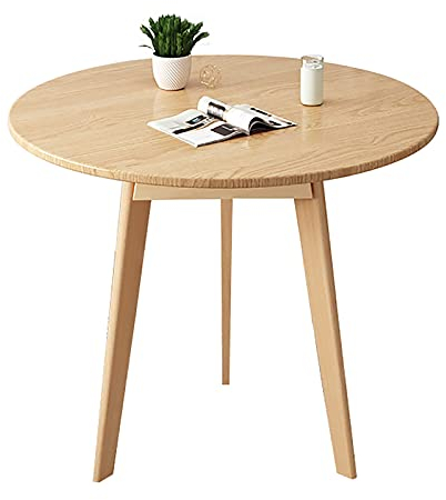 Exquisiter runder Couchtisch, nordischer Wohnzimmer-Esstisch/Freizeittisch für kleine Wohnungen, Tischgestell aus massivem Holz, Computertisch in verschiedenen Größen (Farbe: A, Größe: 60 x 70 cm)