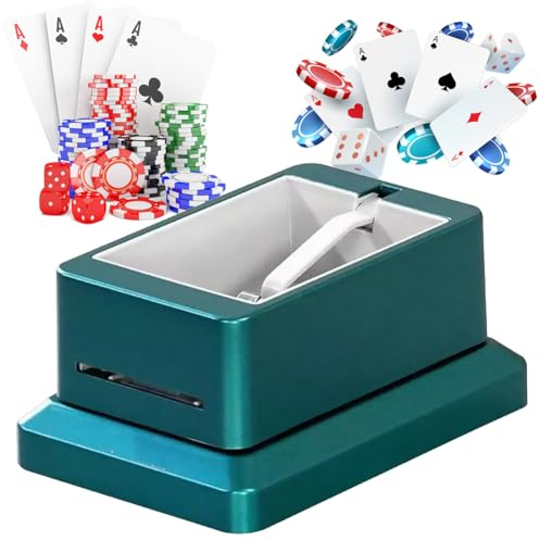 UNO, Blackjack, Texas Hold'em Blue Automatic Card Dealer - Wiederaufladbare 4 Decks Kartenspaltmaschine - Bis zu 8 Spieler - 360° drehbar