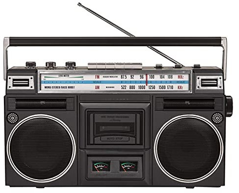 NVYAZJ Retro Bluetooth Boombox, Cassette Player with Hi-Fi Speaker Am/Fm/SW Radio Bass Boost Binaural Speaker Power 7.2w Bi-Level Meter, Home Tape Player