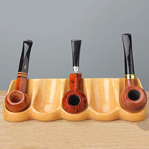OSBELE Smoking Pipe Tobacco Stand - Spoon Type Wooden Pipe Stand Display Top-Table Rack - Handmade Smoking Pipe Accessories for 5 Tobacco Smoking Pipe