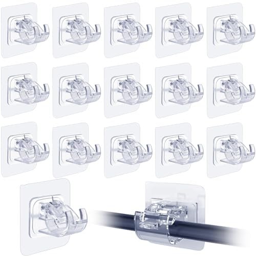 Curtain Rod Holder , 16Pcs Self Adhesive Curtain Rod Bracket Nail Free Adjustable Rod Bracket Holders No Drill Curtain Pole for Home Kitchen Bathroom (16)
