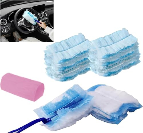 XTAIQD 10PCS Flash Dust Magnet Refills,Disposable Duster Heads,Fluffy Duster Refills,Strong Electrostatic Dust Removal for Home & Car Cleaning,Manual Dust Refill Pack with 1 Handle (Pink)