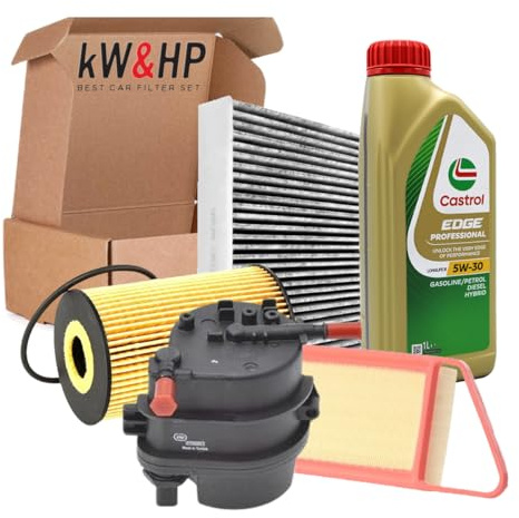 KIT TAGLIANDO 4 FILTRI + 5 LITRI OLIO MOTORE CASTROL_5W30 COMPATIBILE CON PEUGEOT 207/207+ 1.4 HDI