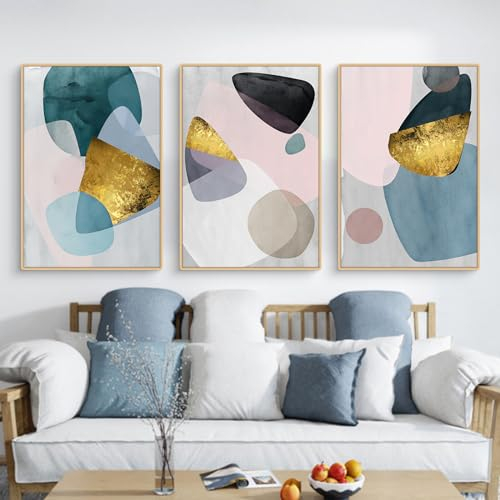Uixxducc 3er Abstrakte Poster Set Modern Wandbilder Set, Abstrakte Linie Geometrie Bilder, Wandposter Poster für Schlafzimmer Wohnzimmer Wand Home Deko Wanddeko, Ohne Rahmen (DEF,50x70cm)