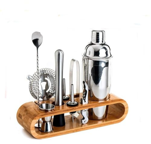 DDNGEJ Edelstahl-Mixer-Set, Barkeeper-Shaker-Becher, komplettes Set, 12-teiliges Shaker-Set