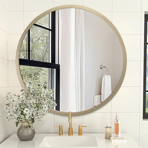 AOAOPQ Badezimmer Wandspiegel gebürstet gerundete Ecke großer Spiegel Metallrahmen Spiegel für Eitelkeit Haus Schlafzimmer Wohnzimmer Eingang Veranda 20 Zoll Bronze