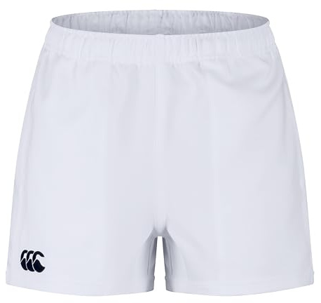 Canterbury Men's Players Drill Shorts | Rugby Shorts | CCC Logo Gym Shorts, White, 2XL
