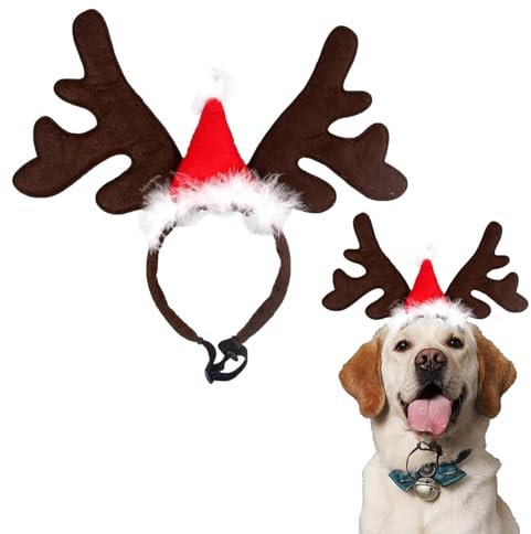 Hund Weihnachten Haustier Stirnband - 1Stück x Katzen Hunde Weihnachtskostüm Rentier Geweih Kopfschmuck Stirnband,Weihnachtsmütze Hund Katzenkostüm Elch Haarreif Geschenke für Hundekostüm Weihnachten