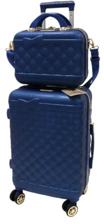Camomilla Milano Set 2 pz Valigeria, Trolley (40 lt.) + Vanity Case (15 lt.), Materiale Rigido, Ruote Pivotanti, Collezione Ribbon, Colore Blue Jeans