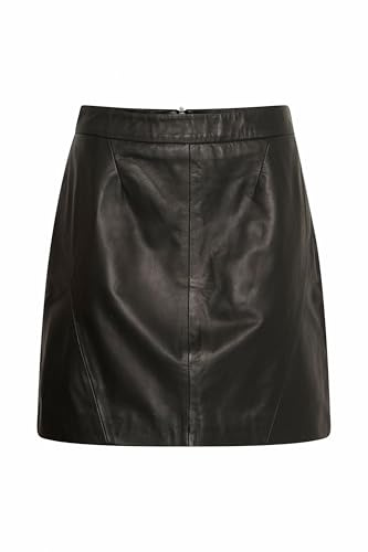 b.young BYDaran Damen Lederrock Rock mit Reißverschluss 100% Leder A-Linie