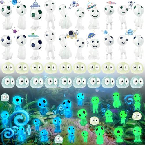 Weploda 40 Stück Waldgeister Fluoreszierende Deko,Miniatur Leuchtende Elfen | Mini Harz Glow In Dark Tree Ghost Geist, Leuchtende Gartendeko Elfen Baumgeister, für Garten Topfpflanze, Miniatur Garten