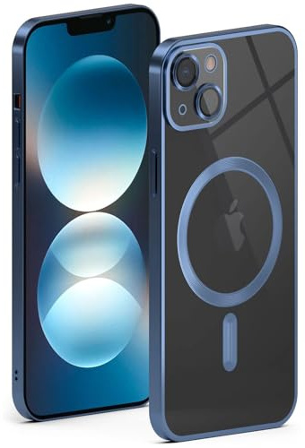 ONEFLOW für iPhone 14 Hülle für MagSafe mit Kameraschutz, Schutzhülle induktives Laden Durchsichtig, Handyhülle iPhone 14 Case Magnetisch, Hellblau