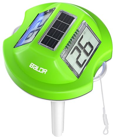 BALDR Solar Schwimmendes für Pool mit zwei großen Displays | IPX7 wasserdichter digitaler Temperaturmesser für Einbau-, Aufstellpools, Spa & Gartenteiche(Grün)