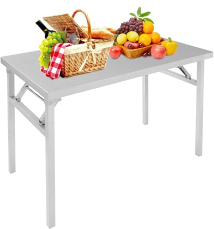 LIAIZE Edelstahl-Klapptisch,100X60X75CM Faltbare Edelstahl Arbeitstisch, Küchentisch Edelstahltisch Zubereitungstisch Klappbar Gastro Tisch für die Gewerbliche Küche